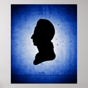 "Man Silhouette på Blue" poster/skriver ut Poster