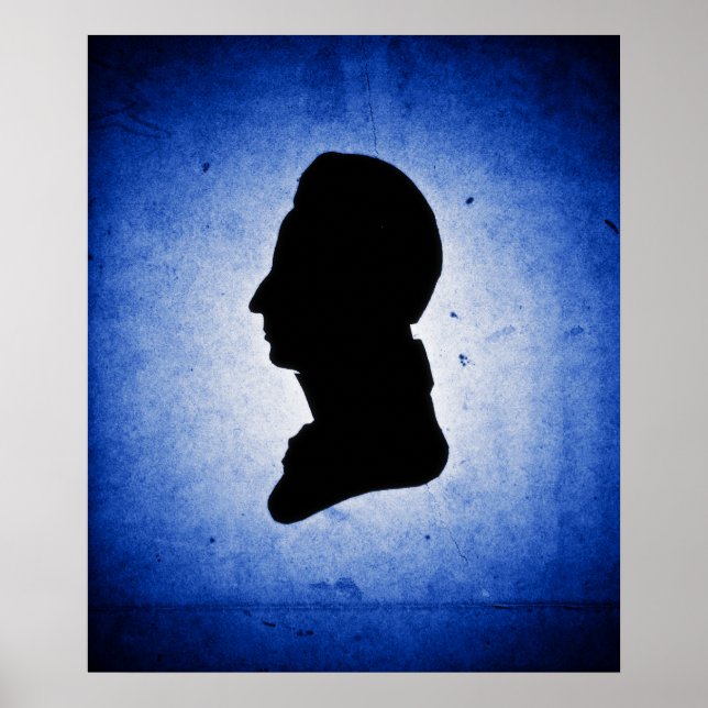 "Man Silhouette på Blue" poster/skriver ut Poster (Framsidan)