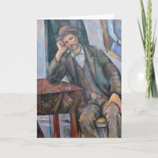 Man Smoking a Pipe - Paul Cezanne - c1893 Kort (Framsida)