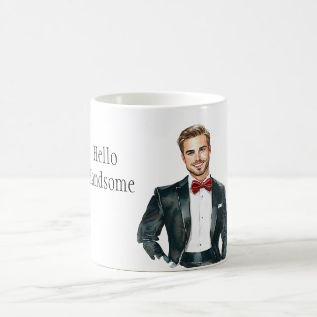 Man Smoking Kostym Formal Röd Flaska Kaffemugg (Center)
