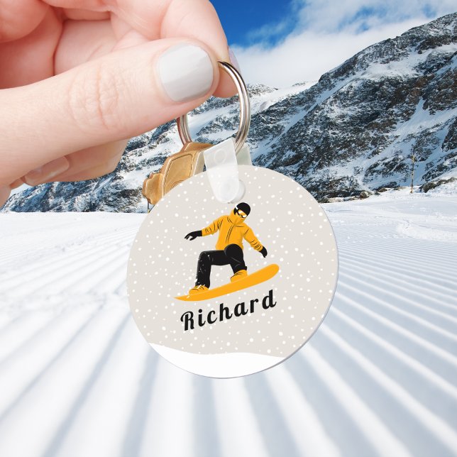 Man Snowboarding Custom Name Extreme Winter Sport Nyckelring (Skapare uppladdad)