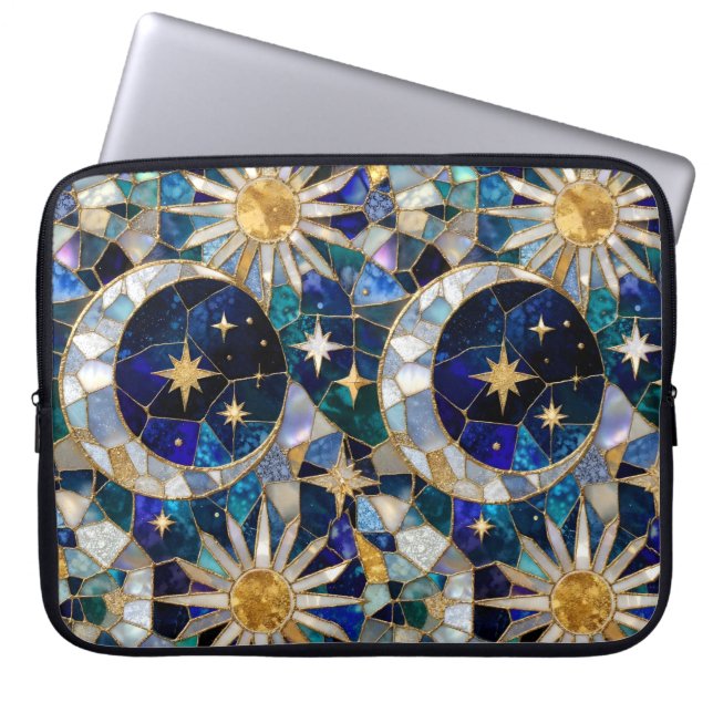 Mån Sol Bärbar Dator Fodral Stained Glass Fodral (Framsidan)