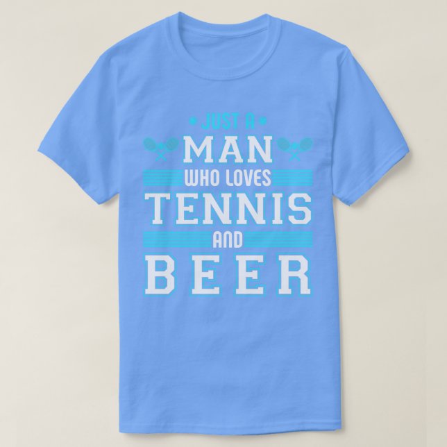 Man som älskar öl och tennis t shirt (Design framsida)