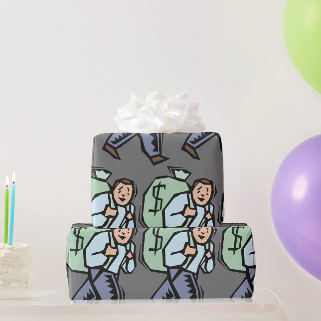 Man som bär stor pengapåse presentpapper (Skapare uppladdad)