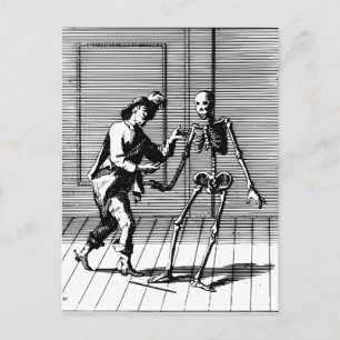 Man som föreslår en Skeleton Vykort