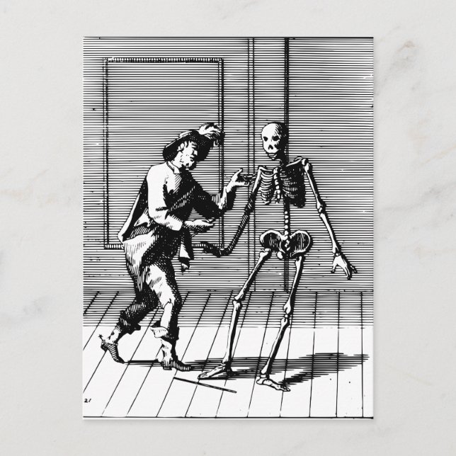 Man som föreslår en Skeleton Vykort (Framsida)