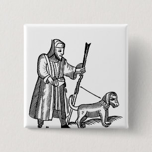 Man som går hans hund knapp