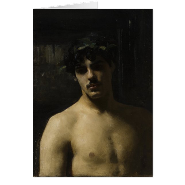 Man som ha på sig lagrar hälsningskort (Framsidan)