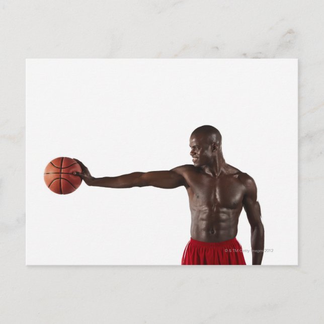 Man som håller basket vykort (Framsida)