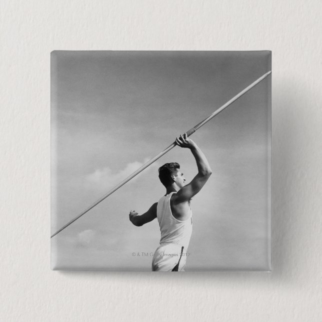 Man som kastar javelinen knapp (Framsida)