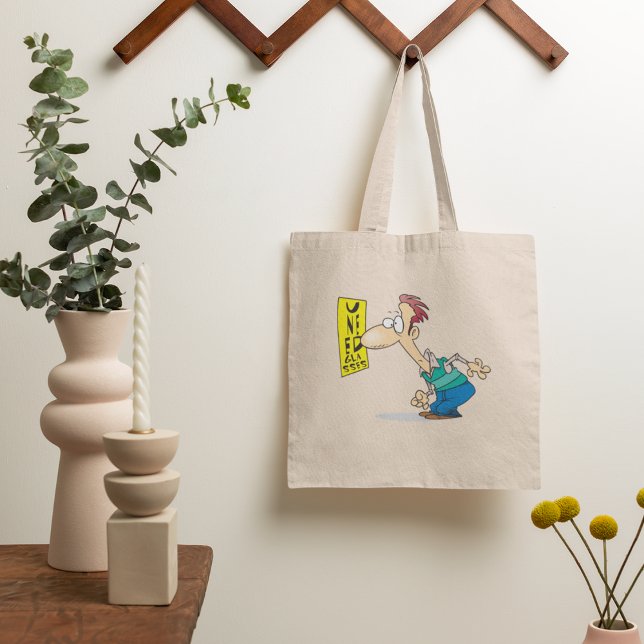 Män som läser en Öga-diagramskylt Tygkasse (Skapare uppladdad)