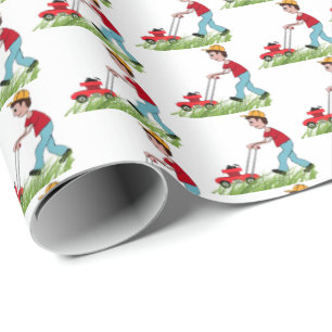 man som mejar gräs presentpapper
