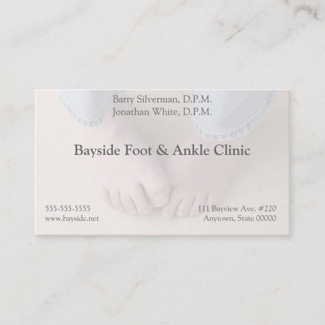 man som oroas om hans fotvisitkort visitkort (Framsida)