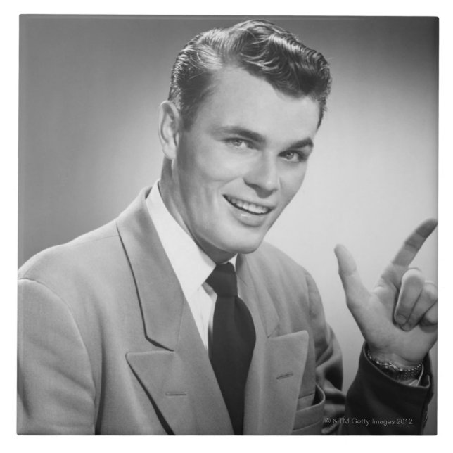 Man som pekar 2 kakelplatta (Framsidan)