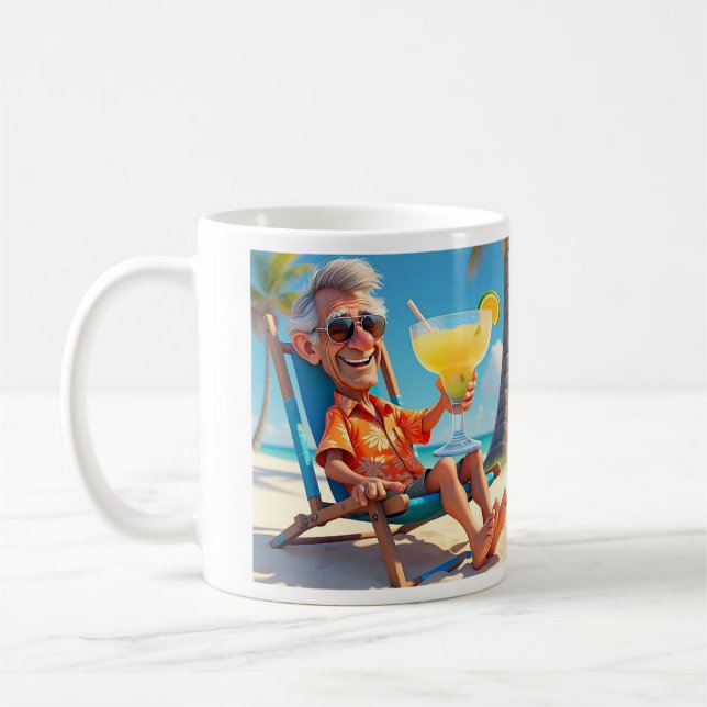 " MAN SOM RETIRED VID BEACH " KAFFEMUGG (Vänster)