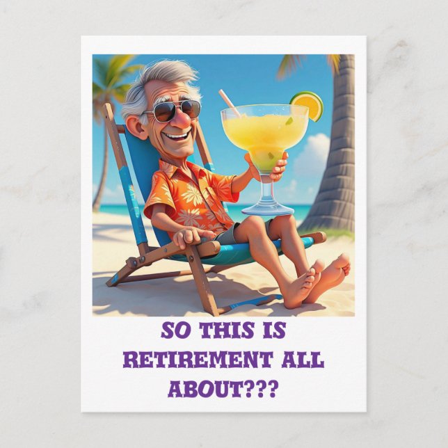 " MAN SOM RETIRED VID BEACH " VYKORT (Framsida)