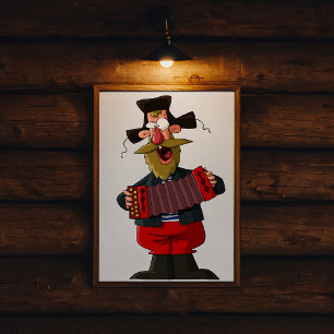Man som spelar dragspel poster