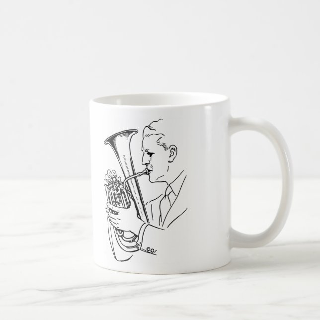 Man som spelar eufoniummusikinstrument kaffemugg (Höger)