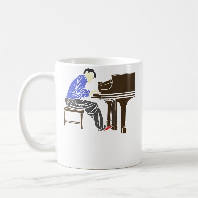 Man som spelar piano kaffemugg (Vänster)