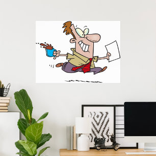 Man som springer med kaffe poster