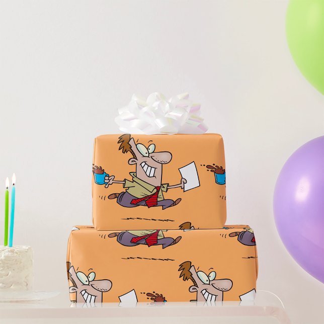 Man som springer med kaffe presentpapper (Skapare uppladdad)