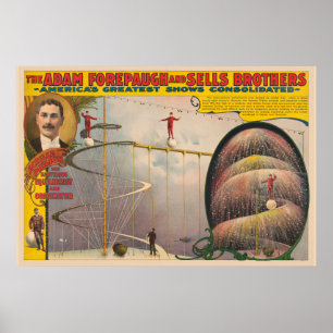 Man som utför på upphängd kabel och Spiral-ramp Poster