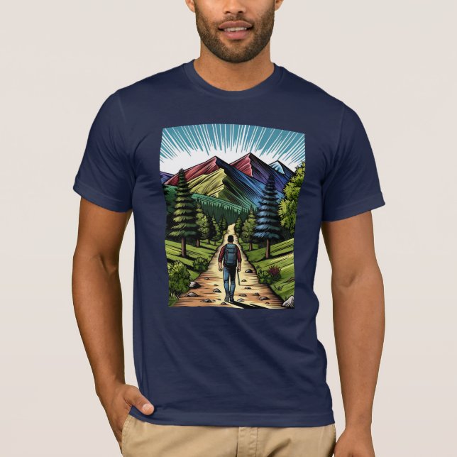 Man som vandrar på stigar t shirt (Framsida)