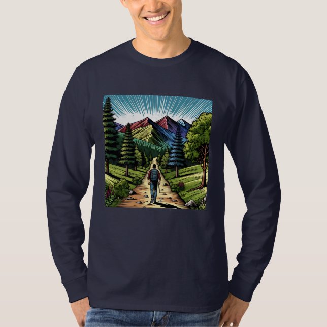 Man som vandrar på stigar t shirt (Framsida)