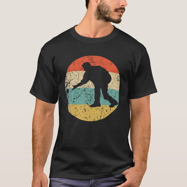 Man spelar Bocce Silhouette Retro Bocce Boll T Shirt (Framsida)