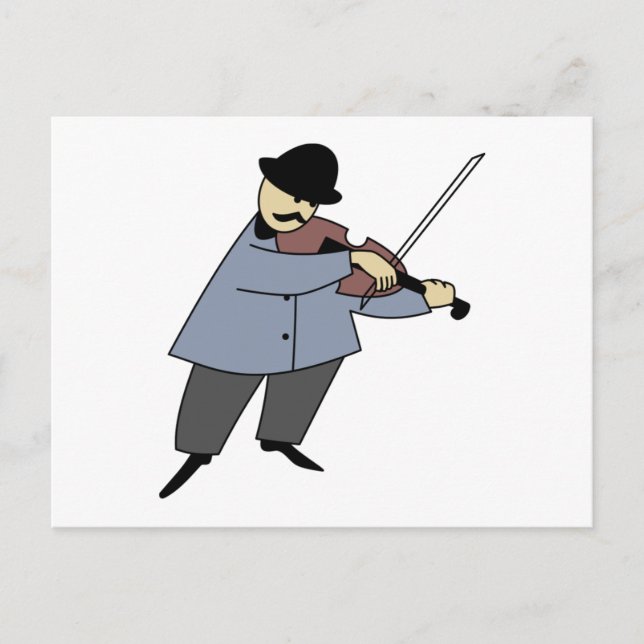 Man spelar en violin vykort (Framsida)