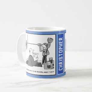 Man spelar mörtar med omoderna mörtar. kaffemugg