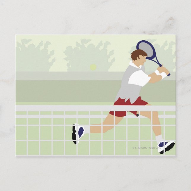 Man spelar tennis 2 vykort (Framsida)