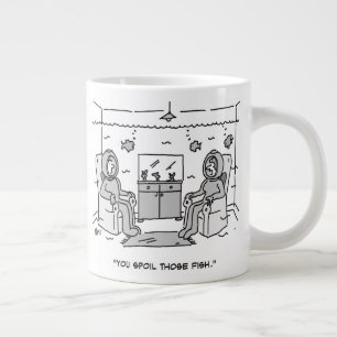 Man Spoils Hans Tropical Fish - Lustig Tecknad på Jumbo Mugg