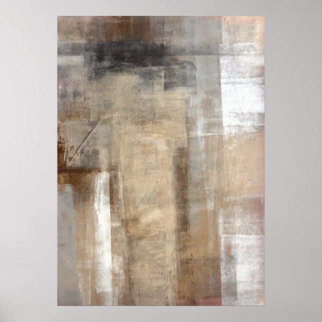 "Man Stil" Brun- och Beige Abstrakt Art Poster (Framsidan)