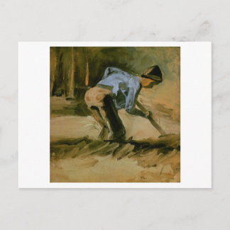 Man Stooping with Stick or Spade, Vincent van Gogh Vykort