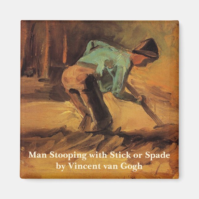 Man Stooping with Stick, Spade av Vincent van Gogh Magnet (Framsidan)