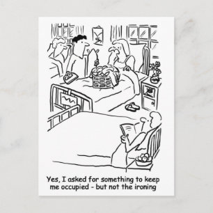 Man stryker hustru på sjukhus vykort