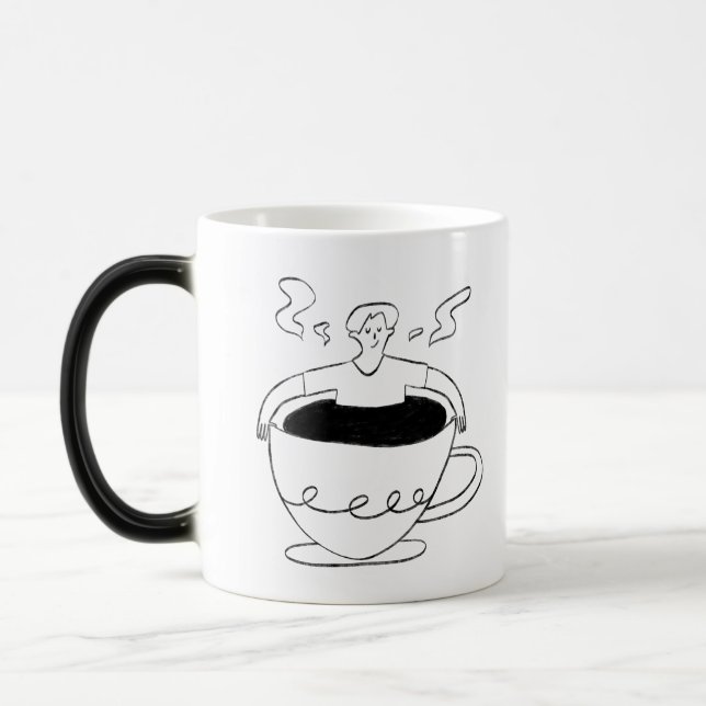 Man submerged in a cup of coffee magisk mugg (Vänster)
