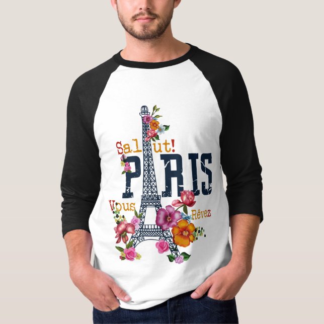 Man T-shirt ögon och Paris print (Framsida)