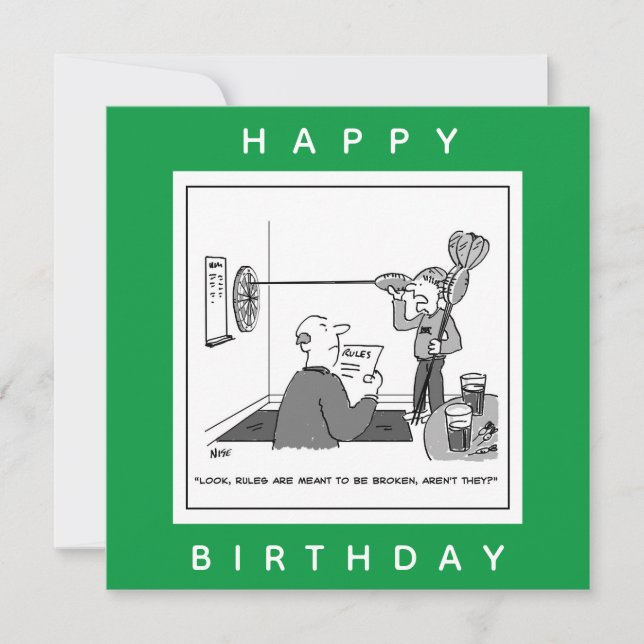 Man Tecknad Serie Ljuger i Dart Kort (Framsida)