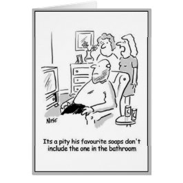 Man tittar på TV-tvål. Hälsningskort