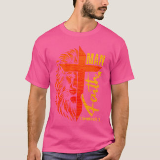 Man Tro Kors Kristet Lejon Bibel Skrift Vers T Shirt