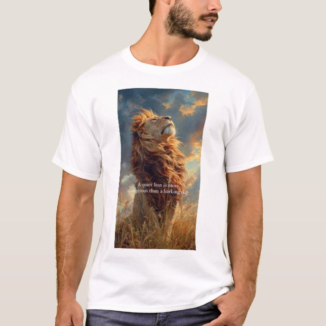 Man Tshirt med Loin Design T Shirt (Framsida)