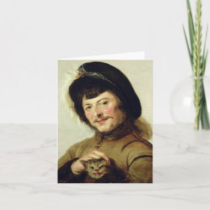 Man Tugger Kitten's Ear av Judith Jans Leyster Kort
