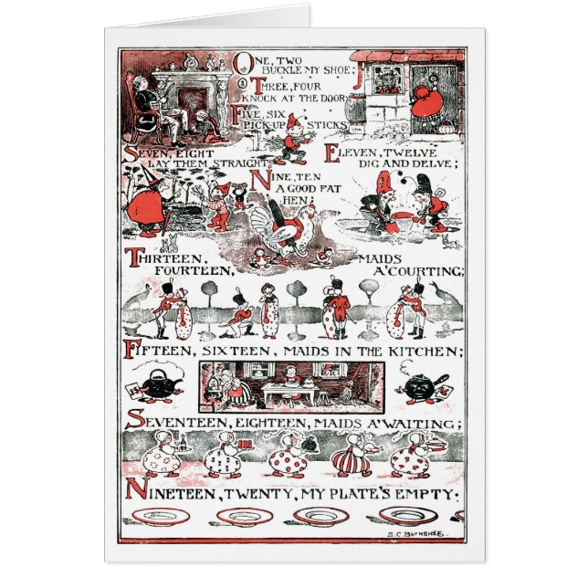 Man två, spänner fast mitt skor hälsningskort (Framsidan)