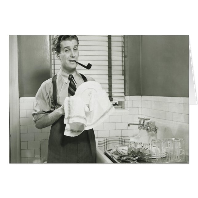 Män Tvättande färger Hälsningskort (Framsidan Horizontal)