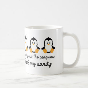 Man vid en pingvinen stjäler min sanity kaffemugg