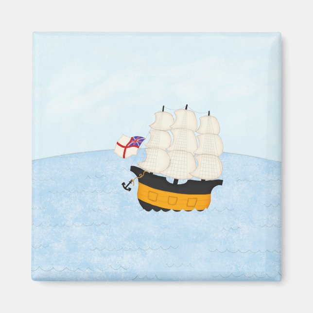Man vid Krig vid sjön Nautical Sailing Äventyr Magnet (Framsidan)