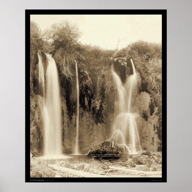 Man vid Spearfish Falls Black Backe SD 1889 Poster (Framsidan)