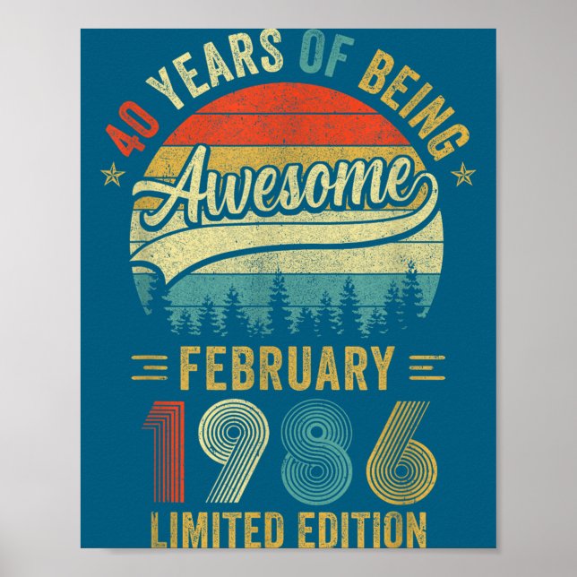 Män Vintage Februari 1986 Gammal 40:e Poster (Framsidan)